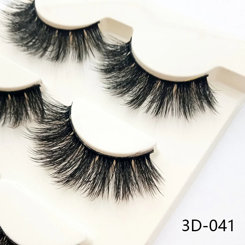 

3D-028 3 Pairs Black 100% Real Mink Natural Cross Long Thick Eye Lashes False Eyelashes Makeup Eyelash Extension Faux Cils