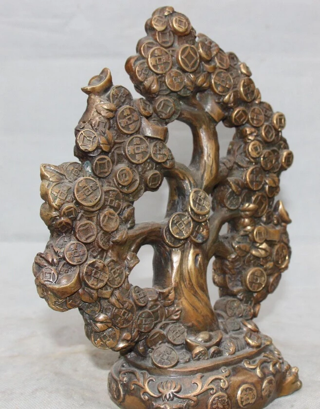---623+++9&quot Chinese Folk Fengshui Bronze Wealth Money YuanBao Shake Qian Tree Shu Statue | Дом и сад