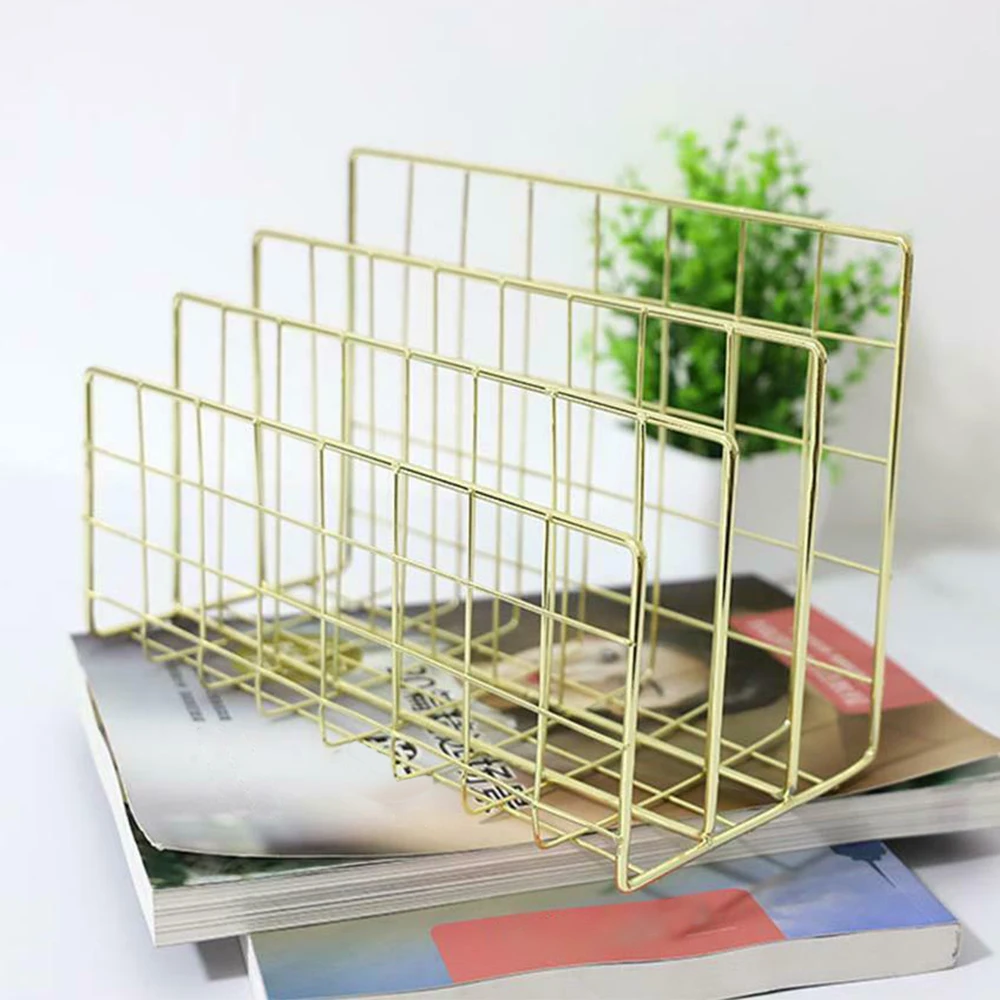 

Desktop File Organizer 3 Slots Metal Iron Wire Mail Sorter Letter Magazines Books Postcards Organizer for Home Office