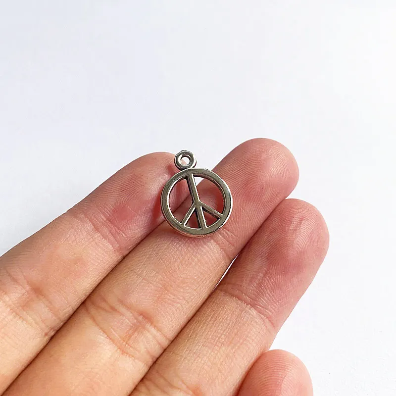 

20pcs /Lot 18x14mm Mini Peace Sign Charms Tibetan Silver Color Pendant For Making Fit DIY Jewelry Handmade Accessories Crafts