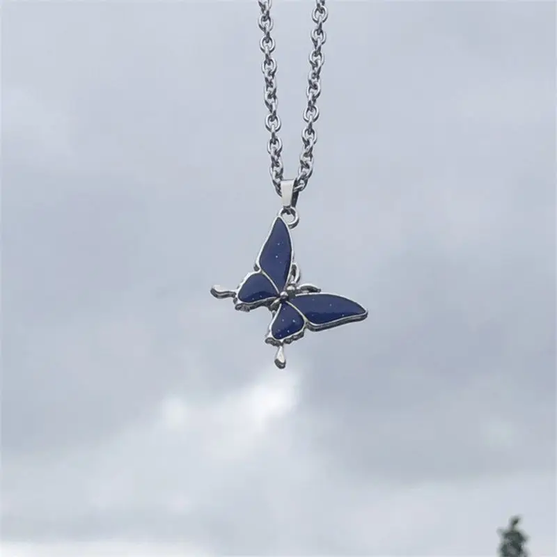

Butterfly Gemstone Color Change Mood Pendant Emotion Feeling Necklace