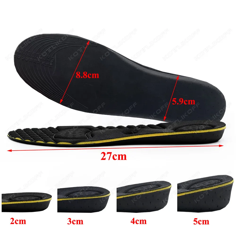 Invisible Height Increase Insole For Men Women 2/3/4/5cm Cushion Height Lift Foot Massage Magnetic Massage Shoes Insole Insert
