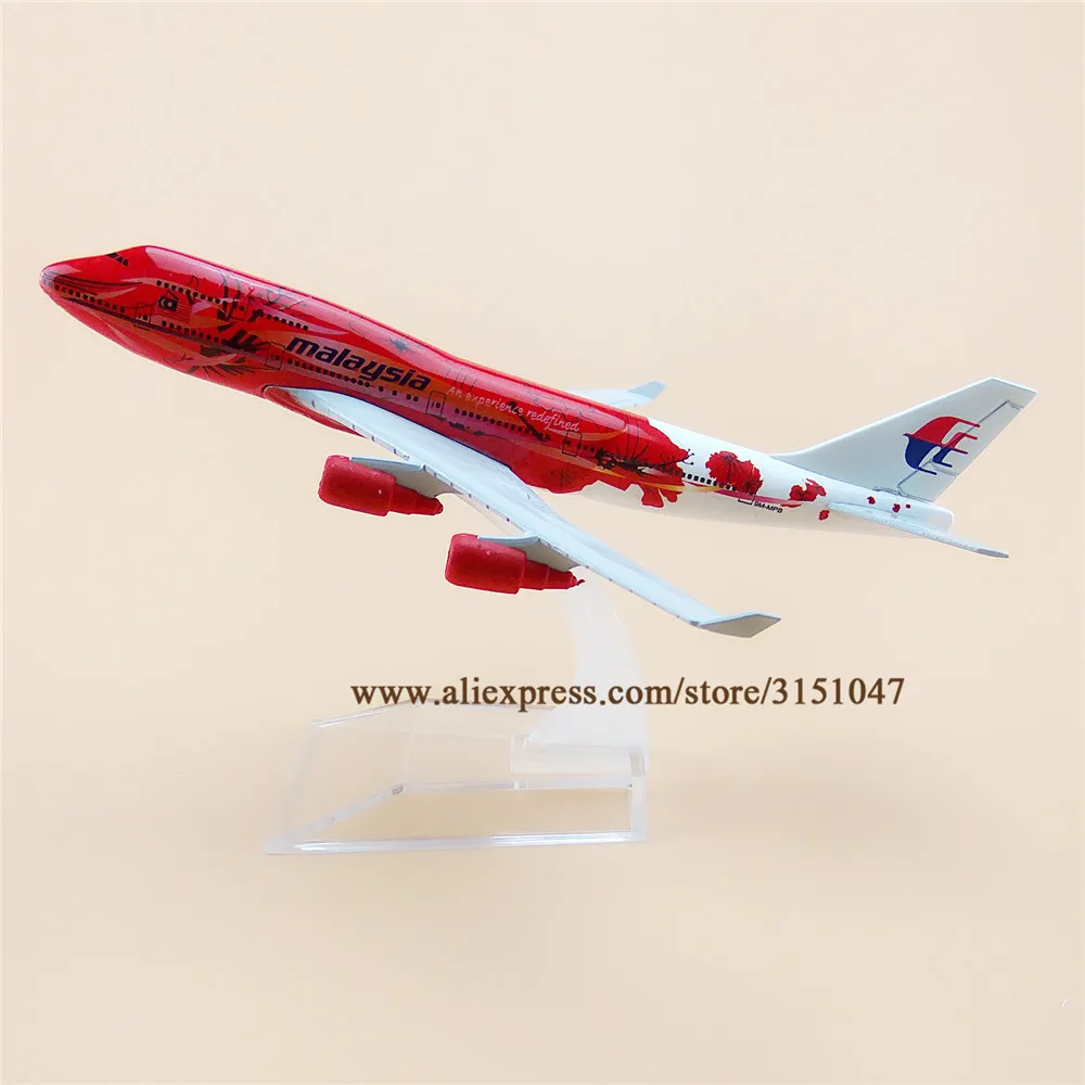 

16cm Air Malaysia Red Flower Boeing 747 B747-400 Airlines Plane Model Metal Diecast Model Airplane Aircraft Airways Kids Gift