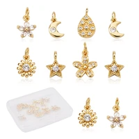 12pcs heart flower charms brass cubic zirconia crystal charms pendants for fashion earrings necklace diy handmade jewelry making