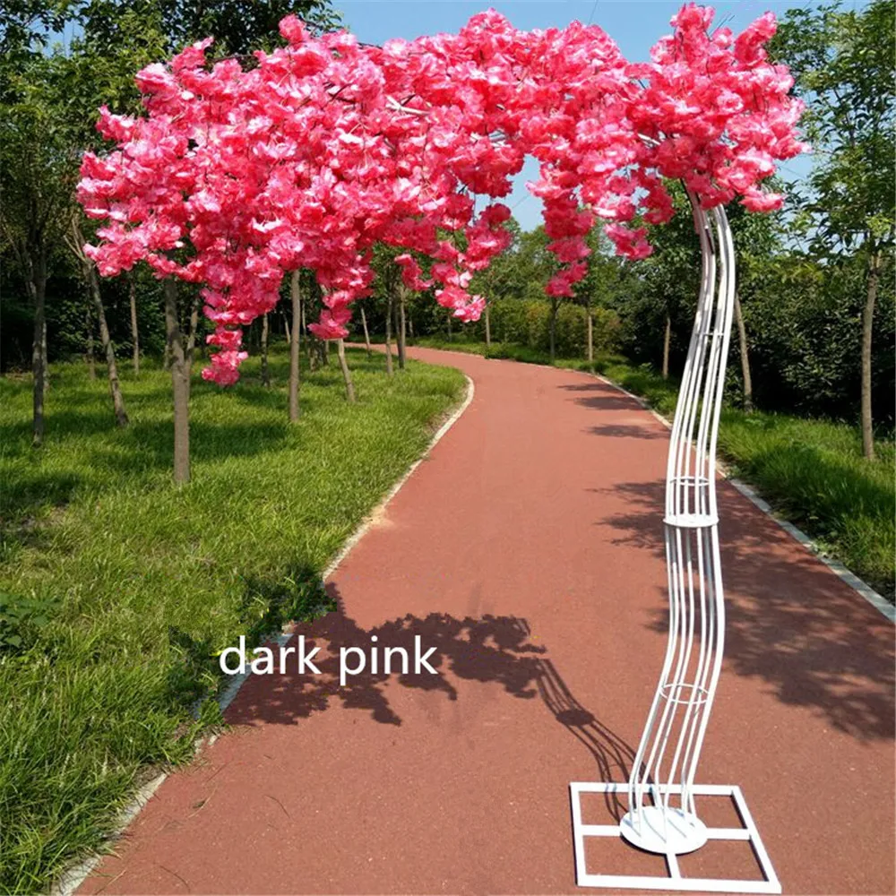 

2.6M highly/ white artificial cherry tree road lead simulation curved flower, with iron arched frame, wedding props.