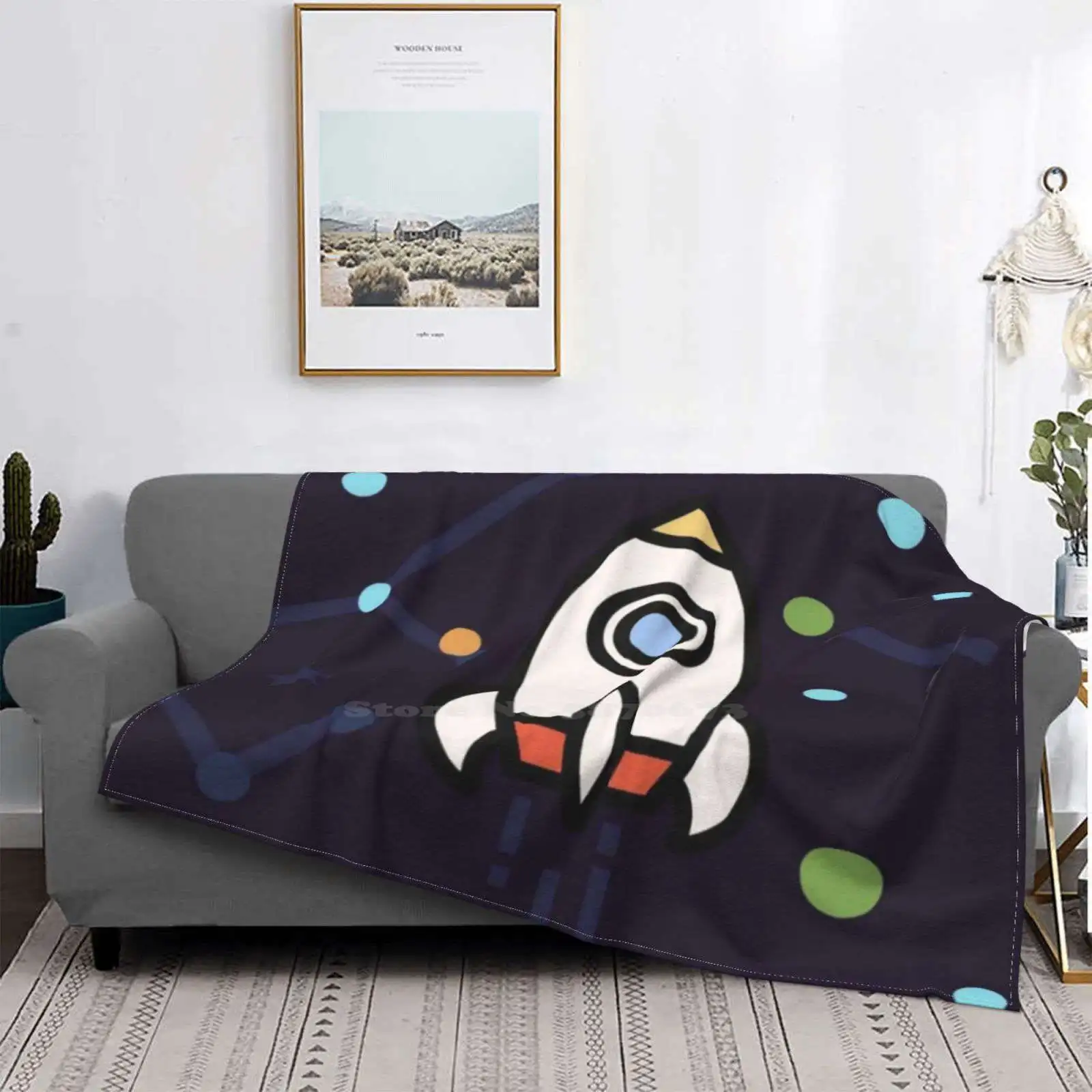 

Rocket Space Galaxy Stars New Arrival Fashion Leisure Warm Flannel Blanket Rocket Space Moon Galaxy Stars Astronomy Science