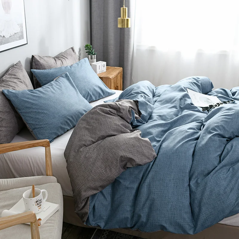 

Washed Cotton Bedding Set Solid Duvet Cover Set Soft Girls Comforter Cover Japanese Style Home Decorative with Pillow Shams