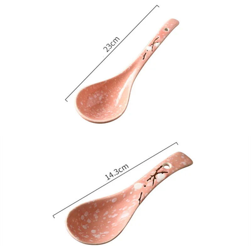 Японская ручная роспись сливы Керамическая ложка Снежинка Глазурованный фарфор