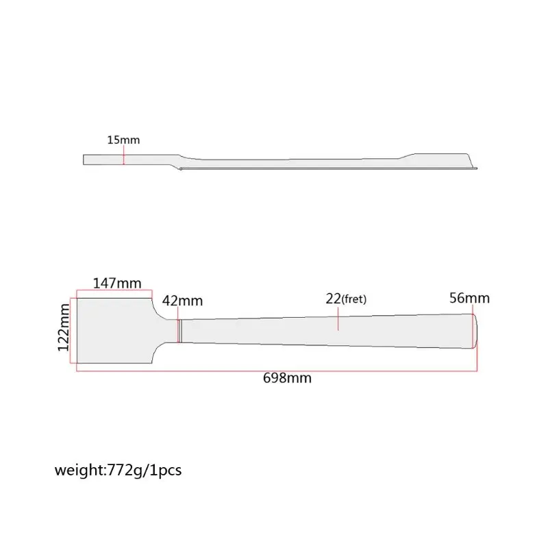 

Electric Guitar Paddle Neck 22 Frets Unfinished DIY Replacement Parts