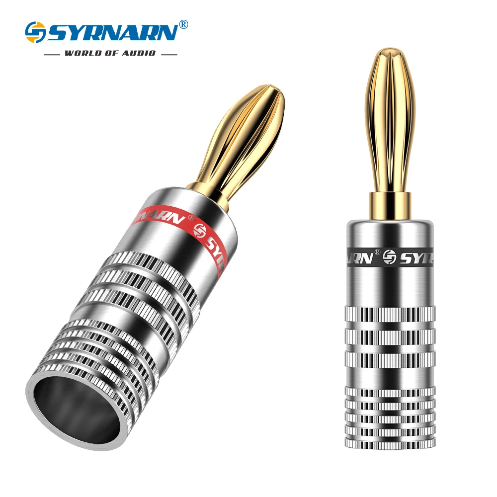 

New 12PCS Golden SYRNARN Speaker Banana Plug Connector Adapter Connectors Wholesale&DropShip SYRNARN