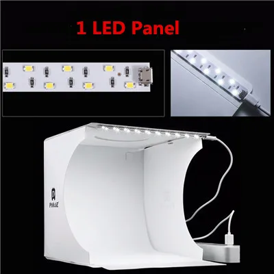 1 LED Panel Puluz 20*20 см 8 мини складной студия диффузный софтбокс лайтбокс с светодиодный свет черный, белый цвет фотографии Задний план Аксессуары для фотостудий коробка - Цвет: 1 LED Panel