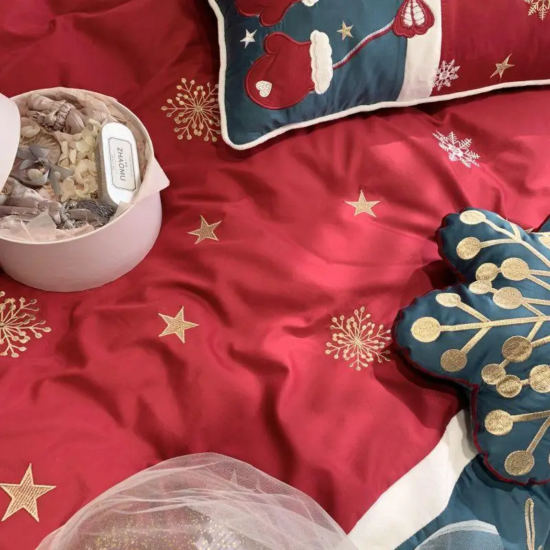 Комплект постельного белья из 4/8 предметов с рождественскими снежинками