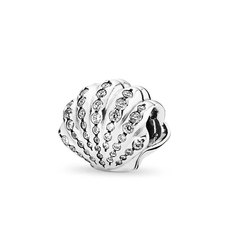 

Original Logo 100% 925 Sterling Silver crystal Ariel's Shell Charm Beads Fashion Women DIY Bracelet Bangle Holiday Gift Jewelry