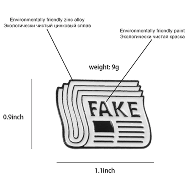 Газетная эмалированная булавка поддельные новости брошь в форме пьянки сумка