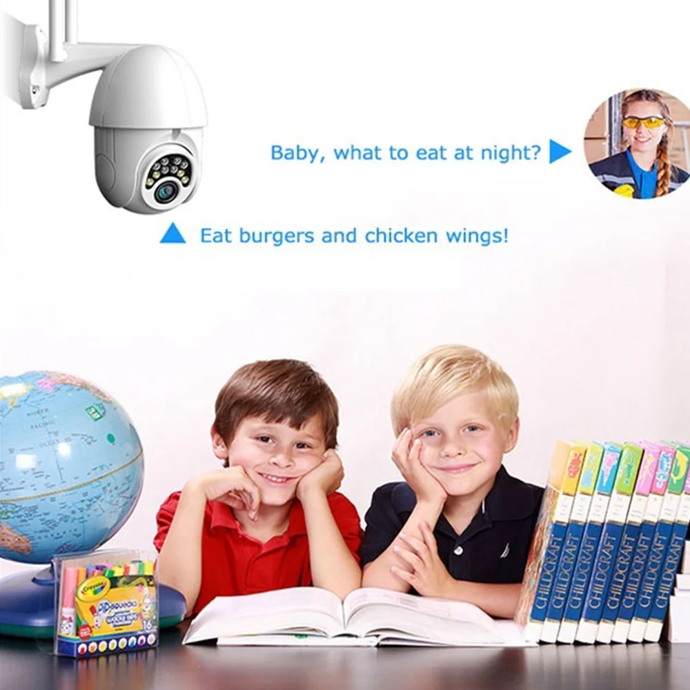 Wi Fi Pan Camera видеокамера AP 10LED с узором две антенны IP66 вращение приложения на улице