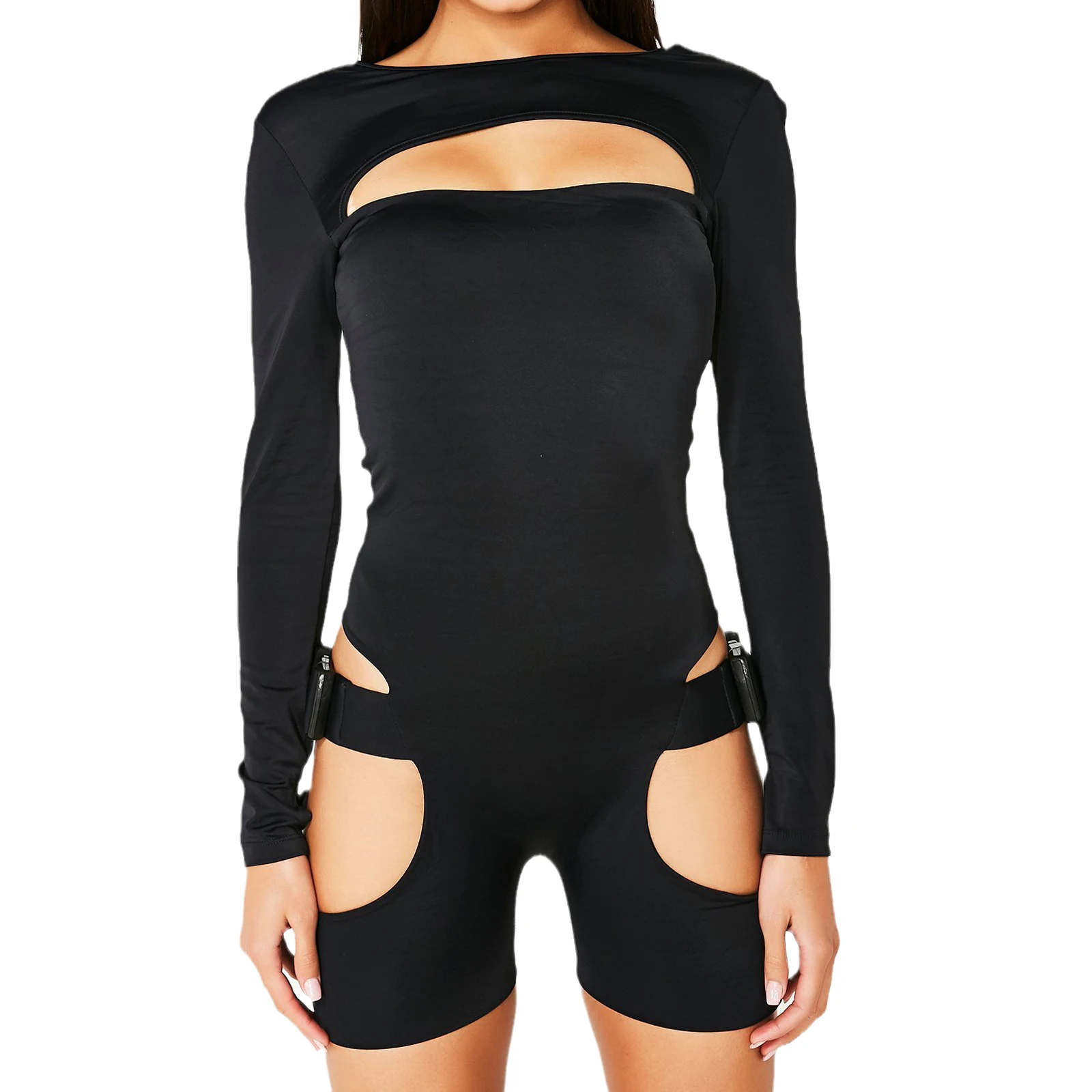 

Модный сексуальный комбинезон для женщин, облегающий женский комбинезон с длинным рукавом, 1 шт., шорты