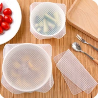 4pcs silicone food packaging sealing cover food stretch cling film reusable silicone cup saucer elastic cover food sealing tools