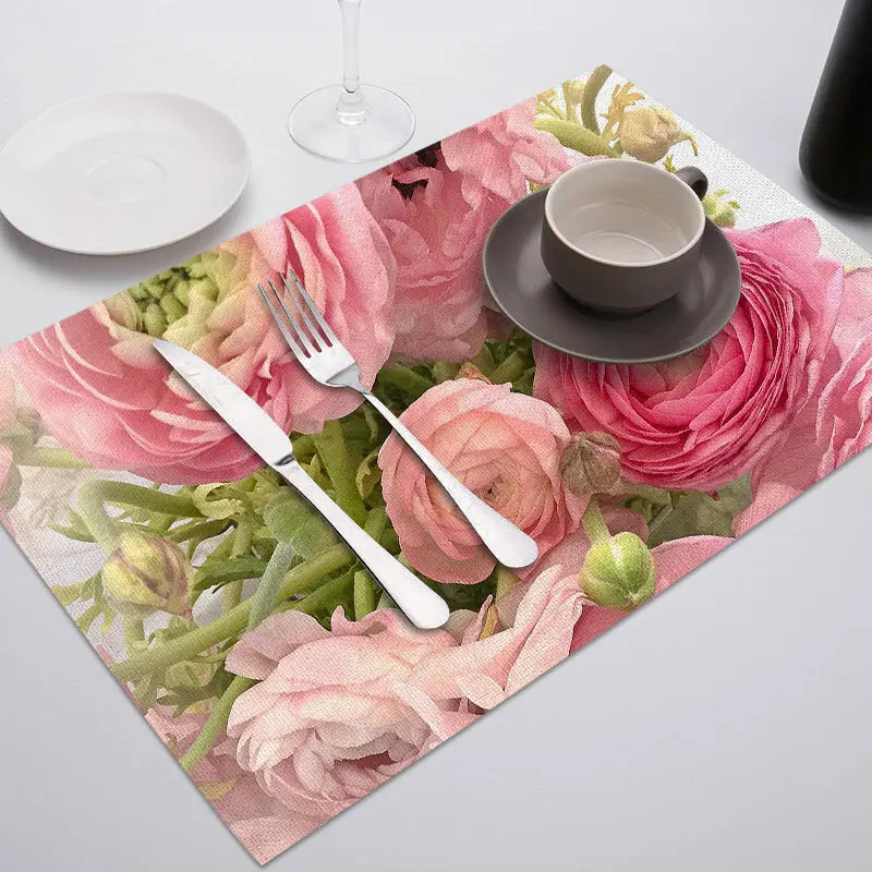 PC1996 Fuwatacchi Coffee Place Mat Linen Ramadan Dining Table Placemat Tableware Fiber Pad Coaster Eid Party Supplies Table Placemats - Цвет: PC1996