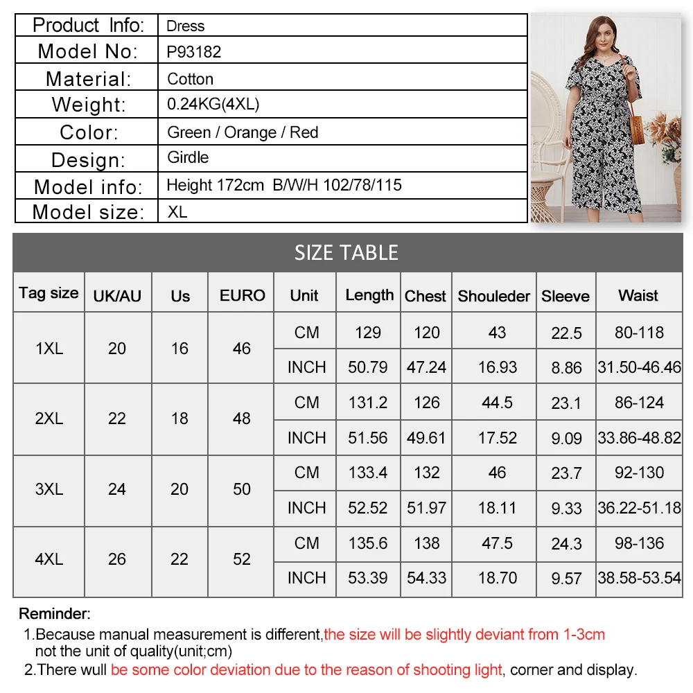 

2021 Plus Size Women's Floral Print Jumpsuit Ladies Summer Vacation Short-sleeved V-neck Cotton Long Overalls Wide-leg Jumpsuits