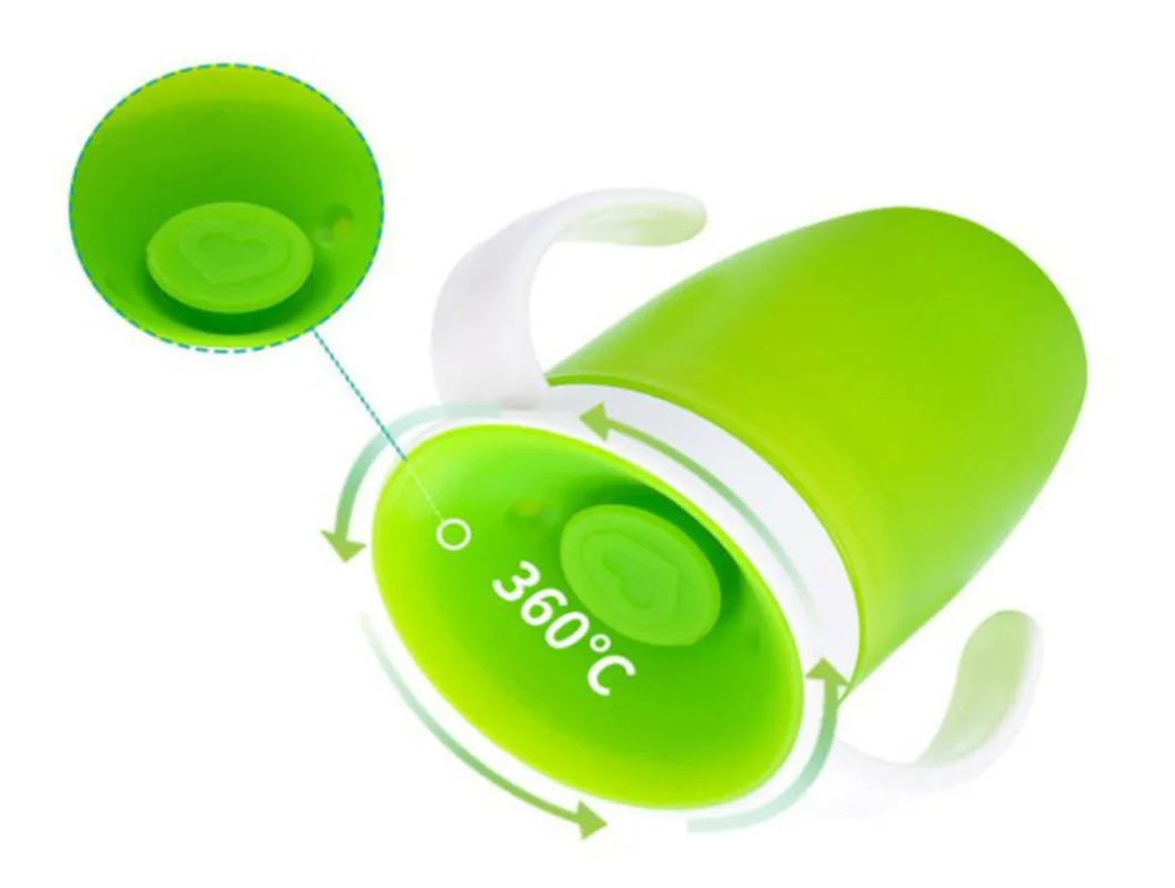 360 градусов можно вращать для обучения питью чашка с двойной ручкой флип крышкой