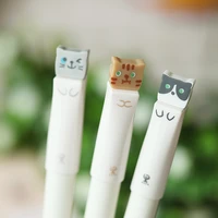 3pcs lovely cat gel pen 0 38mm kawaii printing black color ink pens stationery office accessories school writing supplies h6533