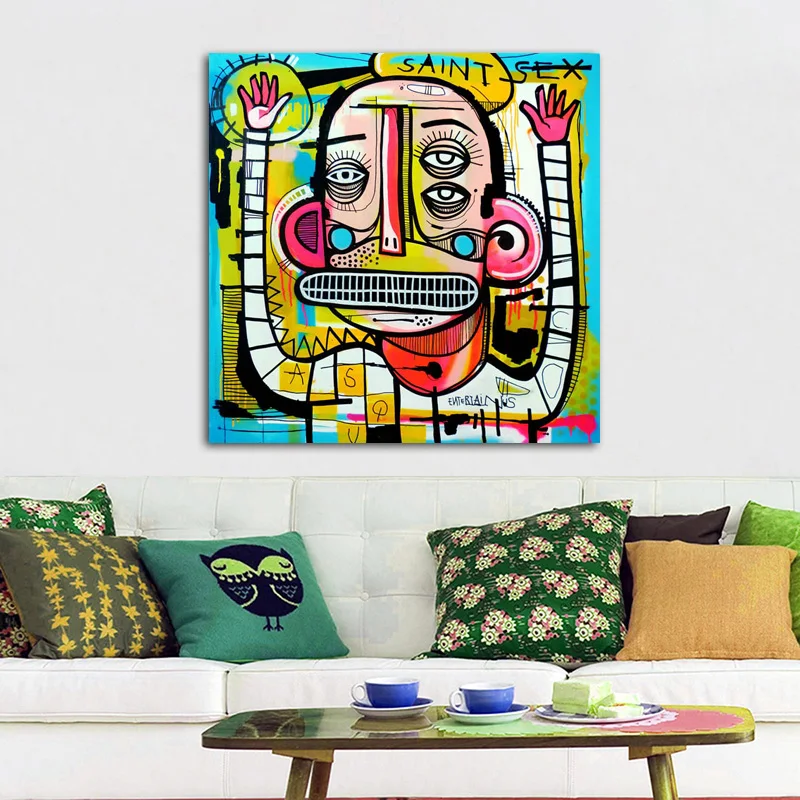 Граффити уличное искусство холст живопись Йоахим абстрактный красочный лицо