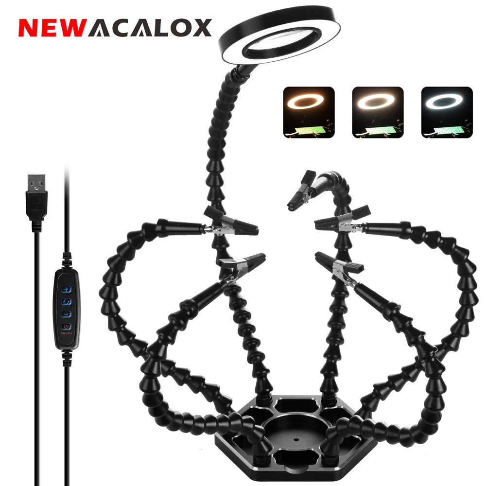 Сварочная станция NEWACALOX с 3-кратной светодиодной лупой USB светодиодный держателем