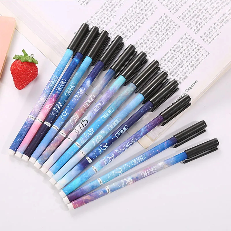 

2PC Kawaii Sakura Constellation Gel Pen Cartoon Black Signing Pen for Writing Office School Supplies Stationery 0.5mm Black ink
