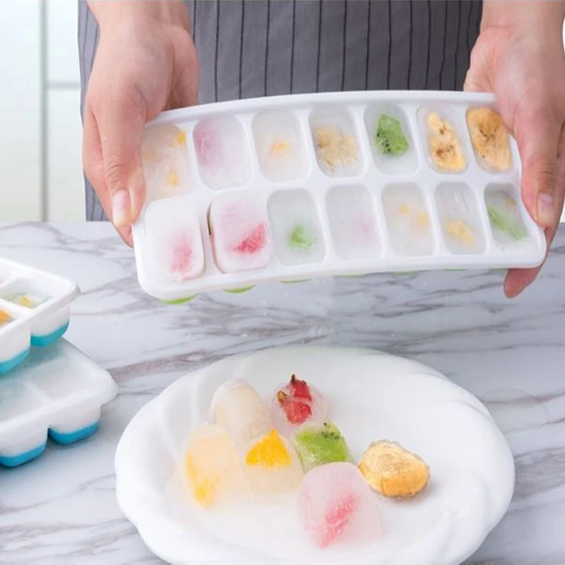 2 Цвета DIY 14 кубики силиконовая форма для льда прессформы с крышкой замороженные