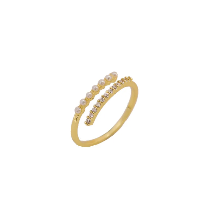 

Real Gold Plating Korean Pearl Female Fashion Index Finger Ring Ins Tide Net Red Light Luxury Temperament Niche Ring