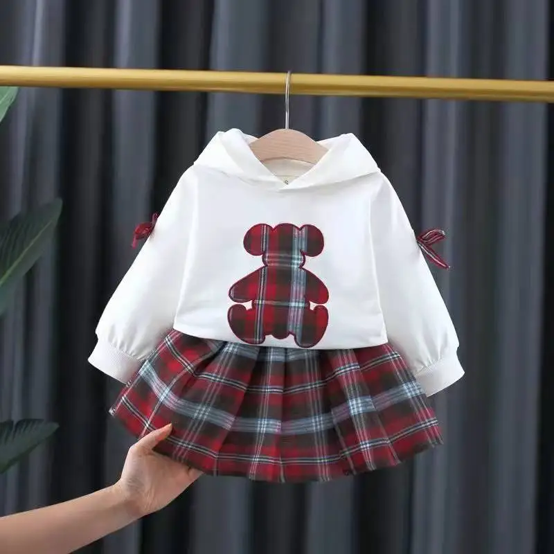 

Girls Dress Spring and Autumn new Fashion Western Style Plaid Sollege Style Princess Dress Small Fragrance Style Fake Two-Piece