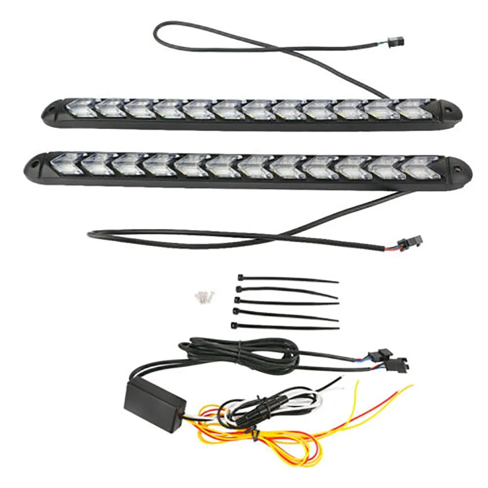

Parts 12LED Strip Lights White Amber Daytime Running Light Turn Signal