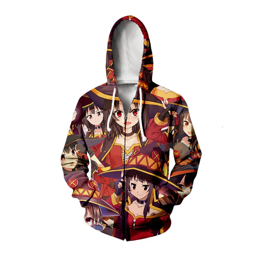 Косплей Аниме девушка Megumin Konosuba Kawaii толстовки с 3D принтом для мужчин и женщин