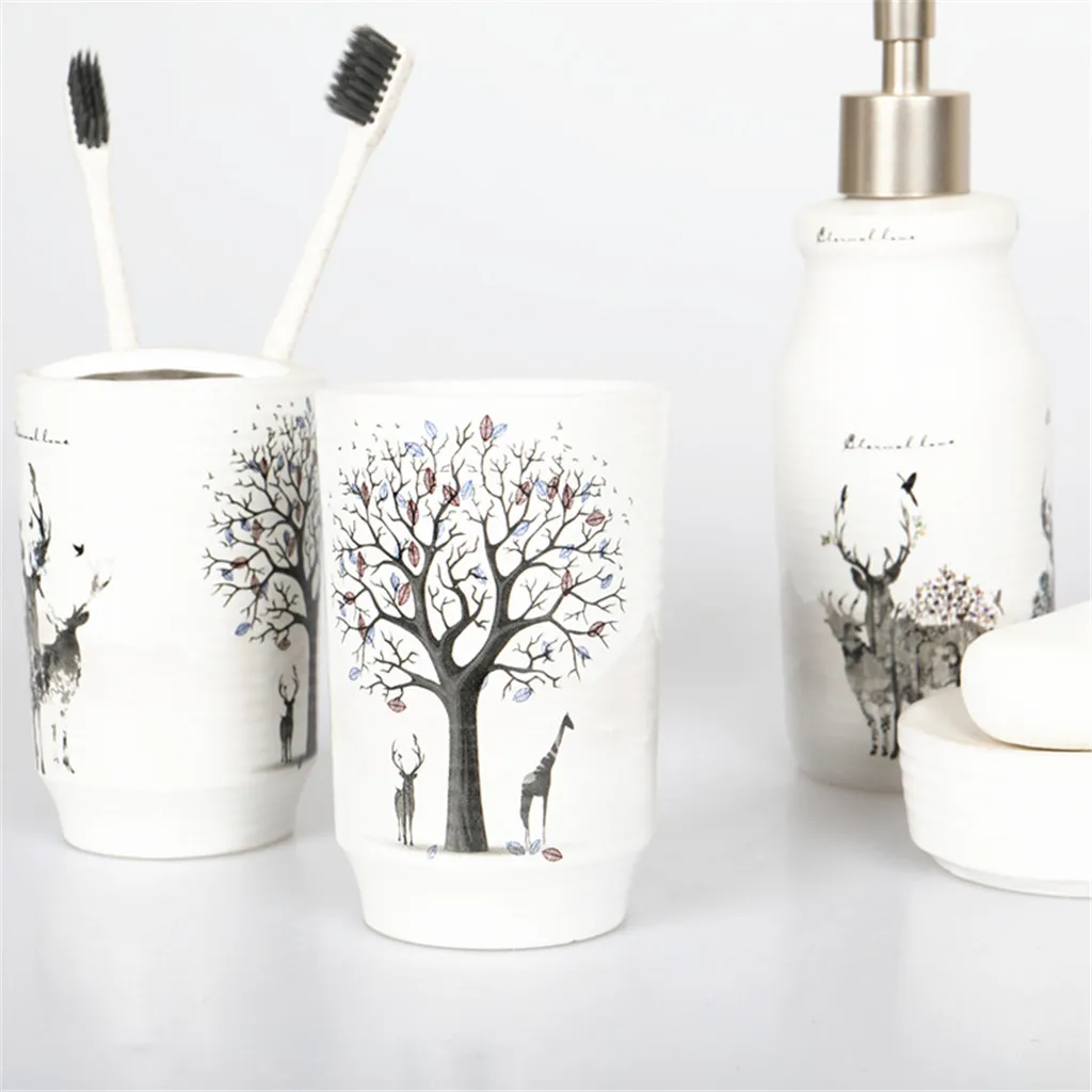 Набор из 4 предметов для ванной комнаты диспенсер мыла держатель зубных щеток