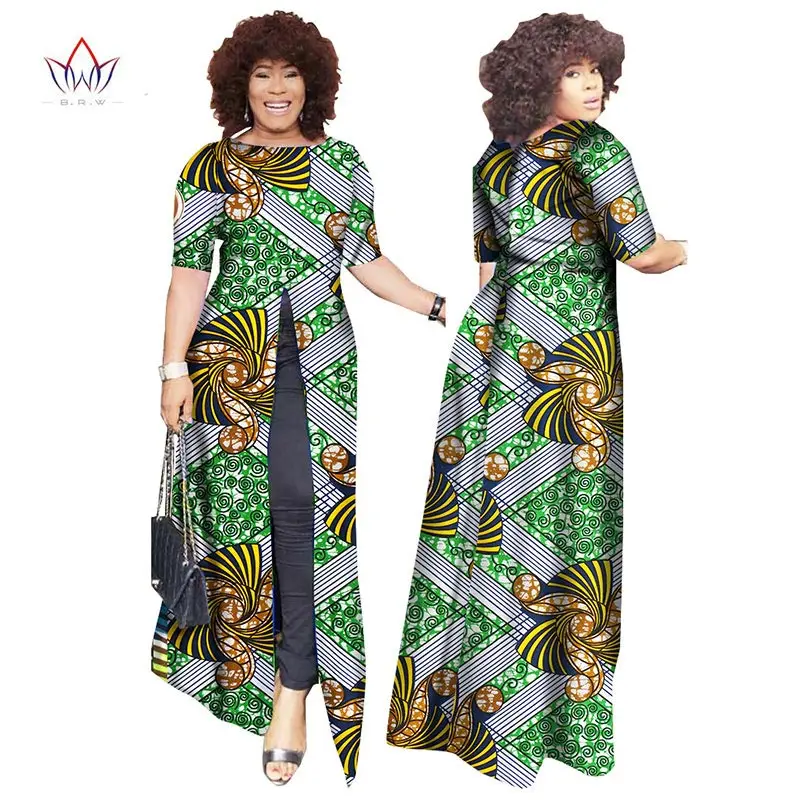 Африканский dashiki африканских платья повседневные Прямые сплит печати Африканский принт хлопок Одежда Сорочка африканского Femme brw WY852 - Цвет: 7
