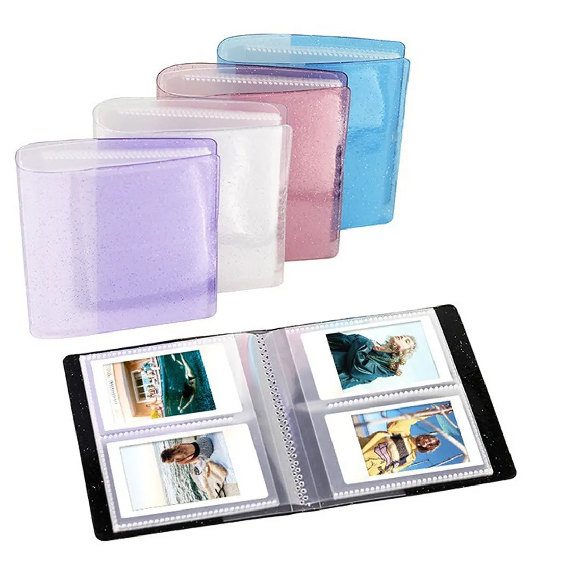 

64 Pockets 3 Inch PVC Portable Photo Album Jelly Color Album for Mini Instax & Name Card Album Mini Photos Storage Organizer