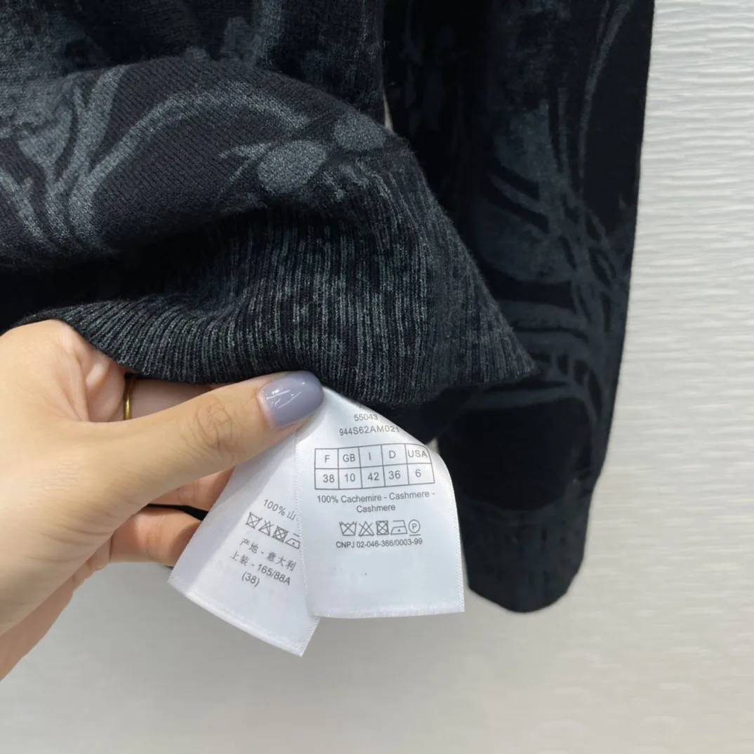 

Fashion Plant Jacquard Pullover for Women Autumn 2021 Good Quality 100% Cashmere Sweater O-neck Long Sleeve Loose Pullovers Lady