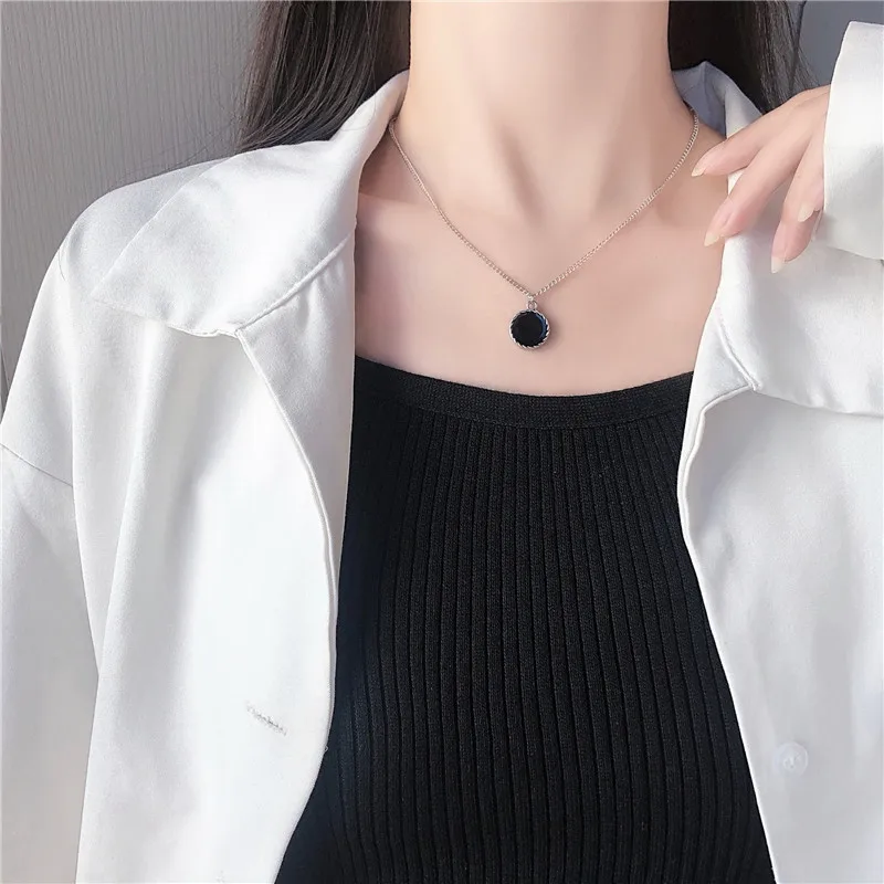 Ожерелье с подвеской диском для мужчин и женщин классическое готическое черное