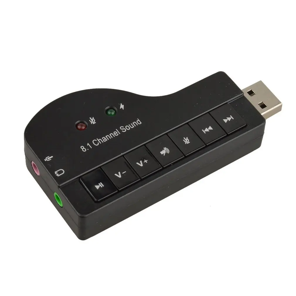 USB звуковая карта Virtual 8,1 Channel 3D Аудио адаптер с светодиодный подсветкой для настольный ноутбук, для ноутбука компьютер