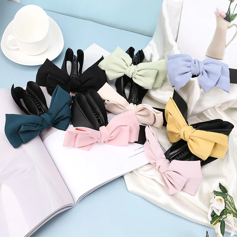 

Заколка-краб для волос женская, с большим бантом, в Корейском стиле, аксессуар для волос, заколки-крабы для волос, 1 шт.