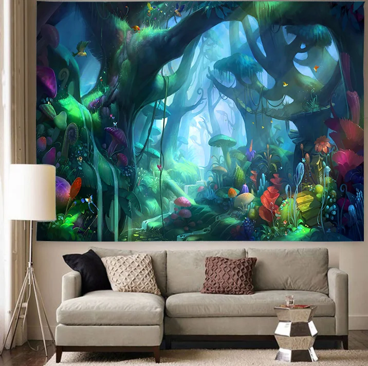 Simsant Trippy Tree Tapestry Amusement Park Night Scene Art Wall Hanging Tapestries for Living Room Home Dorm Decor |