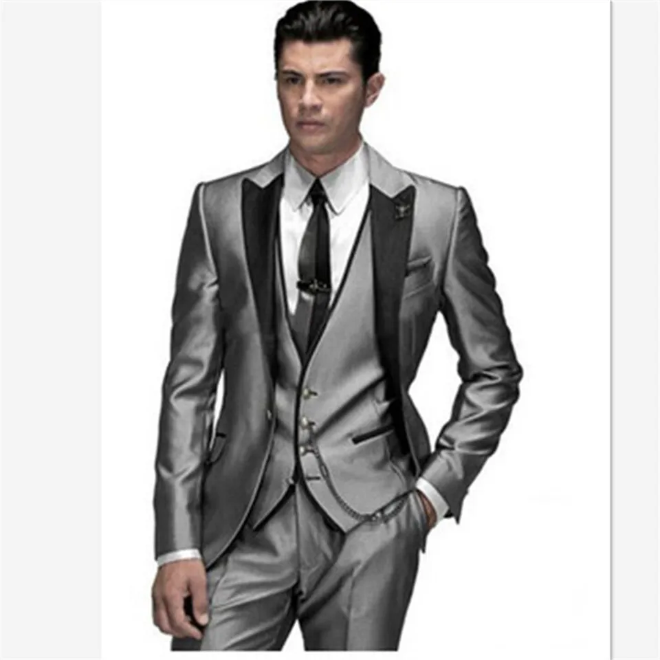 Уникальный дизайн искусственная кожа три кнопки золотые смокинги для шафера