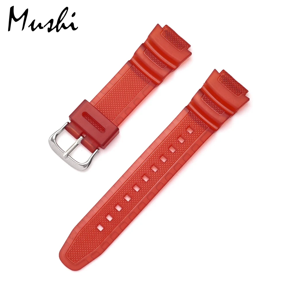 Matte Red Каучуковый ремешок для объектива с оптическими зумом Casio AE-1000w AQ-S810W SGW-400H/SGW-300H силиконовый ремешок для часов булавки Туфли с ремешком и пряжкой часы на запястье браслет цвета: черный - Цвет ремешка: Matte Red
