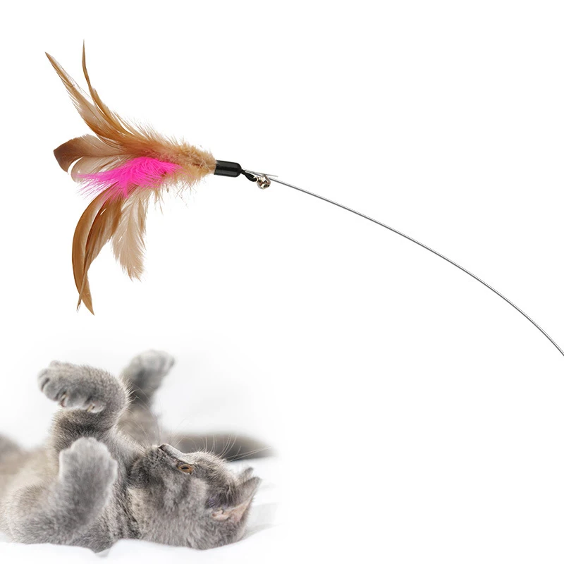 Zihai перо забавная палочка для кошек товары домашних животных игрушки стальная