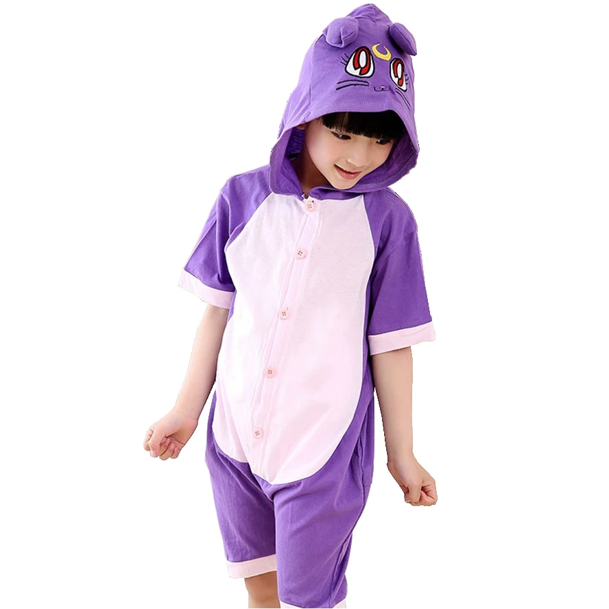 Хлопковая семейная одинаковая Пижама с животными наряды летняя капюшоном