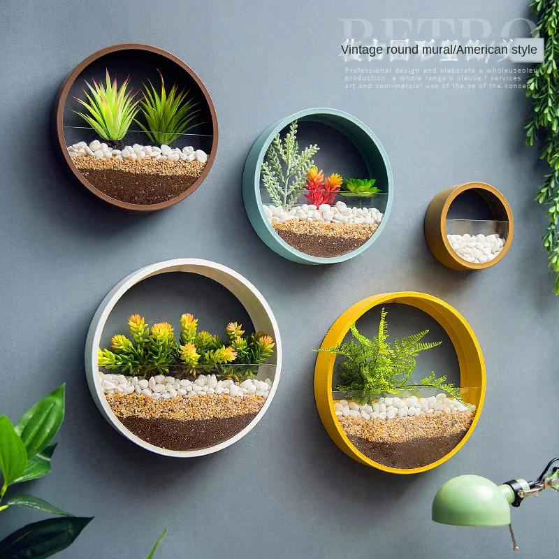 Creative Wall Hanging Iron Glass Flower pots With Stone Sand Vase Ornamental Baskets Garden Restaurant Decoration | Дом и сад