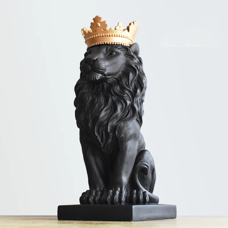 

Скандинавская красивая корона, статуя льва из смолы, украшение для дома, поделки, талисманы, современные настольные статуэтки для офиса, ску...