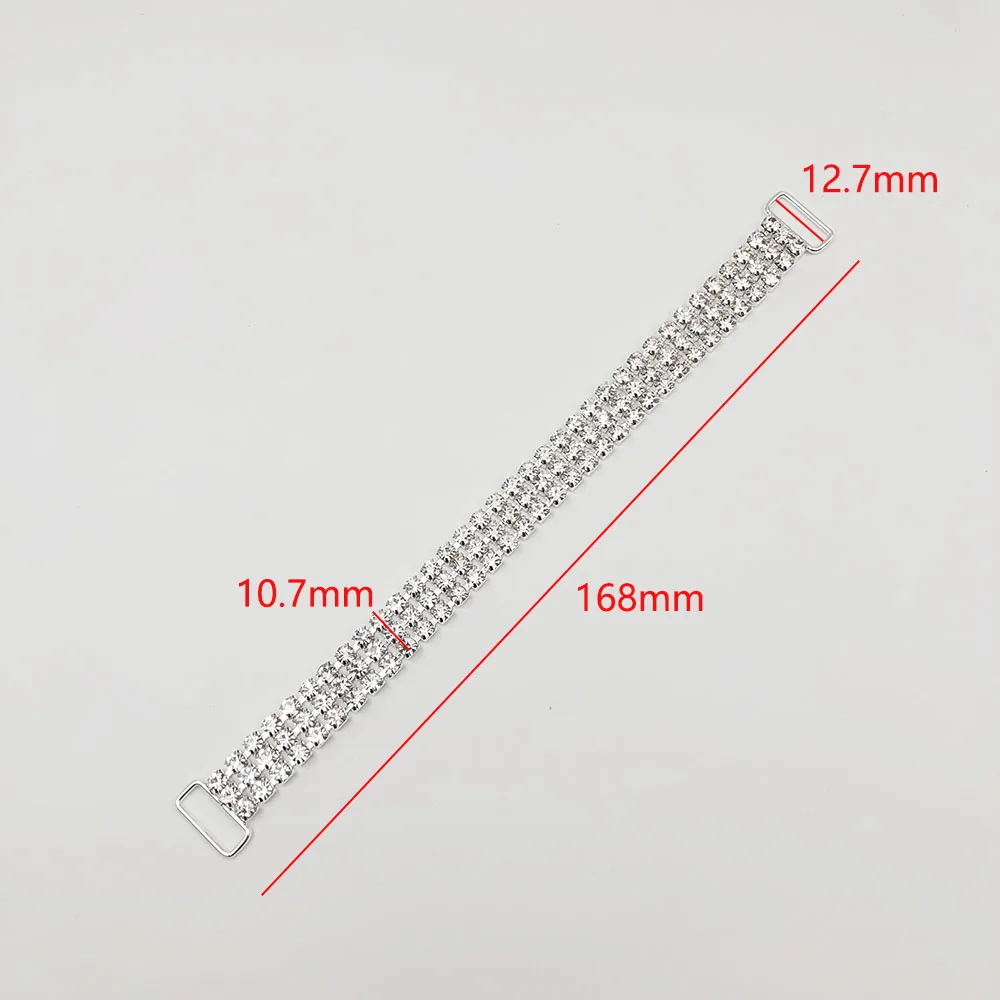 10 шт. 3Row 168 мм бикини серебристый Стразы цепи Бодибилдинг конкуренции плечевой