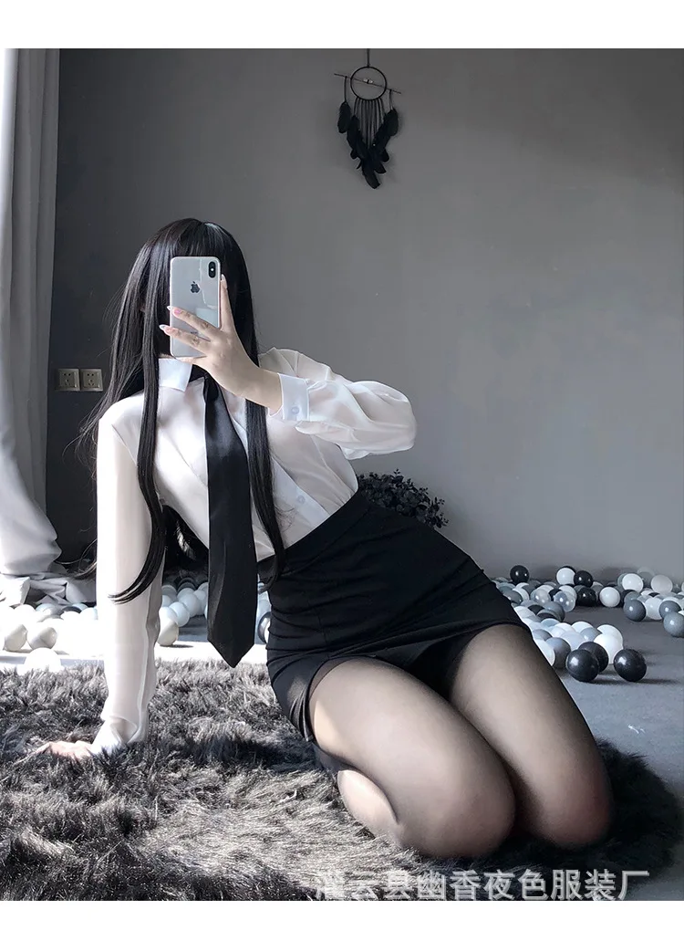 

Miss Secretary Costume Sexy Women Teacher Cosplay Mini Skirt Secretary Office Uniform Roleplaying Blouse Outfit Themed Dress