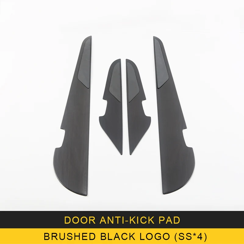 Brushed-black-logoX4 Для VW Volkswagen Arteon автомобильный Стайлинг двери анти-kick Pad хромированный чехол накладка рамка наклейка интерьерные аксессуары - Название цвета: Brushed-black-logoX4